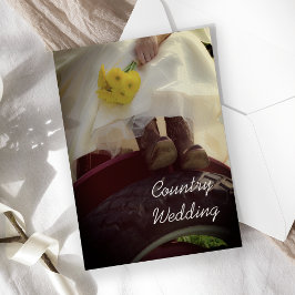 Braut auf Traktor Farm Wedding Einladung