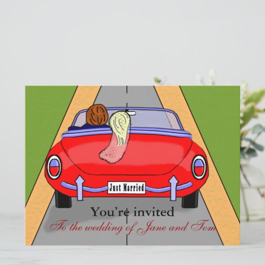 Braut-Auto Einladung (Stehend Vorderseite)