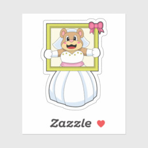 Braut-Bär mit Hochzeitskleid & Bilderrahmen.p Aufkleber