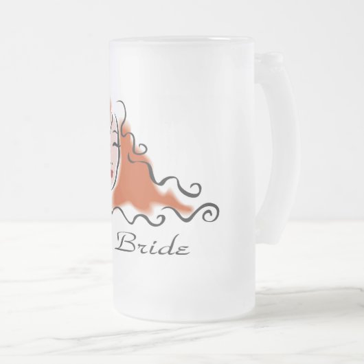 Braut-Bier-Tasse Mattglas Bierglas (VorderseiteRechts)