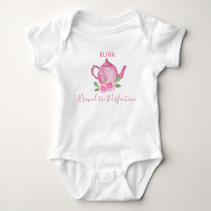 Braut bis Perfection Pink Watercolor Teapot Girl Baby Strampler