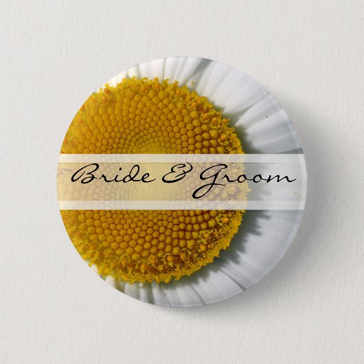 Braut & Bräutigam Gänseblümchen-Knopf Button (Vorderseite)