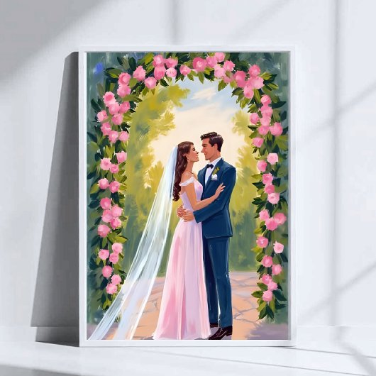 Braut- & Bräutigam-Gartenbogen | Florale Hochzeit Poster