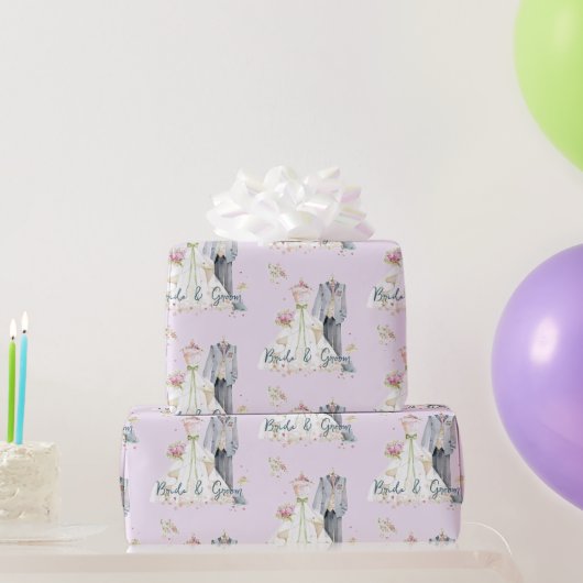 Braut & Bräutigam Hochzeitskleid Geschenkpapier (Partygeschenke)