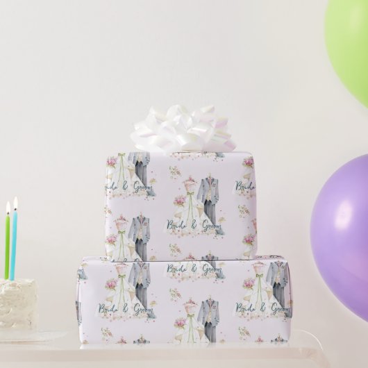 Braut & Bräutigam Hochzeitskleid Geschenkpapier (Partygeschenke)