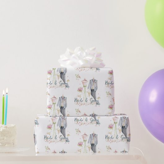 Braut & Bräutigam Hochzeitskleid Geschenkpapier (Partygeschenke)
