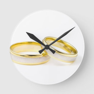 Braut Bräutigam Liebes Hochzeitsringe Duschparty Runde Wanduhr