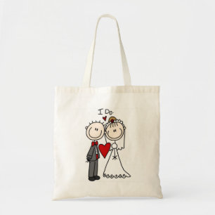 Braut & Bräutigam Stick-Figuren Hochzeit Ich Will Tragetasche