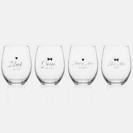 Braut, Bräutigam, Trauzeuge, Trauzeugin Eleganter Weinglas Ohne Stiel