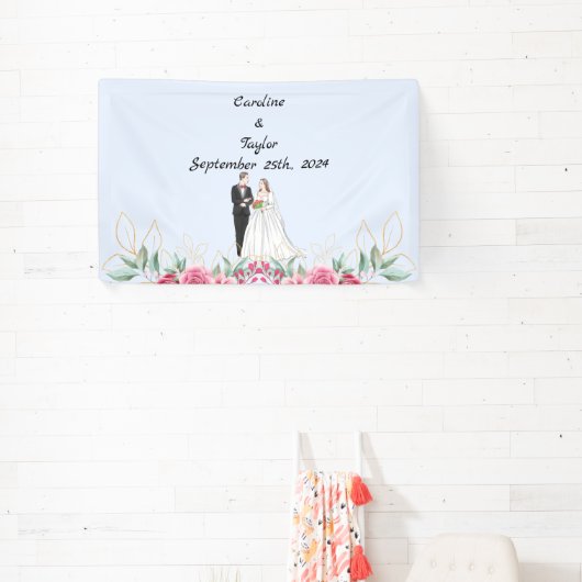 Braut-, Bräutigam- und Rose-Hochzeitsfest-Banner Banner (InSitu)