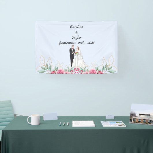 Braut-, Bräutigam- und Rose-Hochzeitsfest-Banner Banner (Messe)