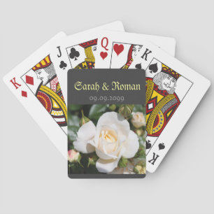 Braut & Bräutigam weiße Rosen Blumen Hochzeit Spielkarten