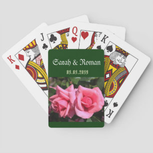 Braut & Bräutigam zwei heiße rosa Rosen Blumen Hoc Spielkarten