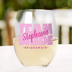 Braut Brautjungfer Name Hochzeit Retro Cool vom Pi Weinglas Ohne Stiel