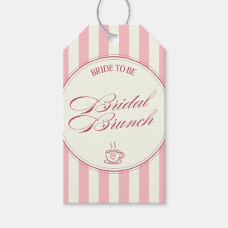 Braut-Brunch Rosa Streifen Vintage-Café-Hochzeit Geschenkanhänger