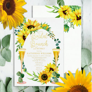 Braut-Brunch Sonnenblumen Eukalyptus-Blumenrahme Folieneinladung