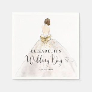 Braut Brünettes Kleid Floral Bridal Hochzeitstag Serviette
