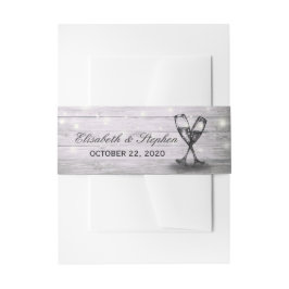 Braut Champagne Brillen Rustic Wood String Light Einladungsbanderole