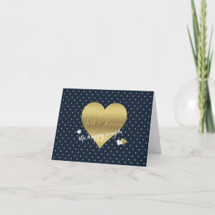 Braut & Co Navy & Gold Heart Wedding Party Hinweis Karte