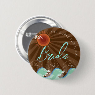 BRAUT coole Wellen u. Strand-Hochzeits-Knopf Button