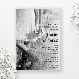 Braut, Cowboy Stiefel, Sonnenblumen Probe Abendess Einladung