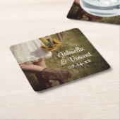 Braut, Cowboy Stiefel und Sonnenblumenranch Hochze Rechteckiger Pappuntersetzer (angewinkelt)