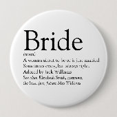 Braut Definition, Brautparty, Hochzeit Button (Vorderseite)