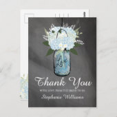 Braut der Hydrangea-blaue Weckglas-Tafel-| zum zu Postkarte (Vorne/Hinten)