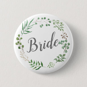 Braut des Blatt-Kranz-botanische Grün-  Button