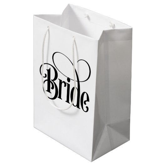 Braut (Design 3) Mittlere Geschenktüte (Rückseite Schrägansicht)