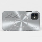 BRAUT - DIAMANT-HERZ AUF SILBERNEM SATIN Case-Mate iPhone HÜLLE (Rückseite (Horizontal))