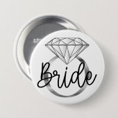 Braut Diamant Verlobungsring Silber Button (Vorne & Hinten)
