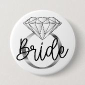 Braut Diamant Verlobungsring Silber Button (Vorderseite)