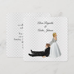 Braut, die den Bräutigam zieht Hochzeitshumor Einladung