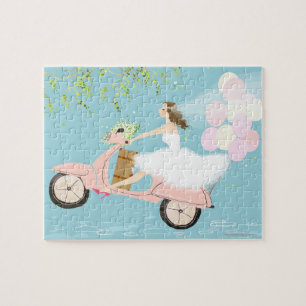 Braut, die einen Roller reitet Puzzle