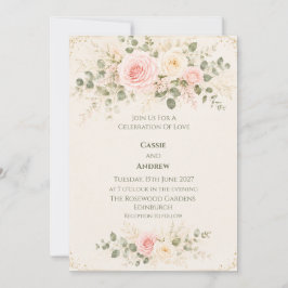 Braut-Einladung Blush Peach Floral Einladung