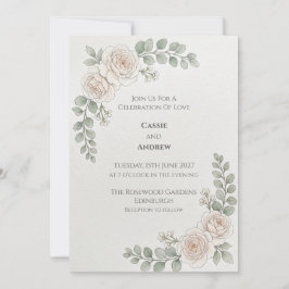 Braut-Einladungskarte 'Blush Rose Botanical' Einladung
