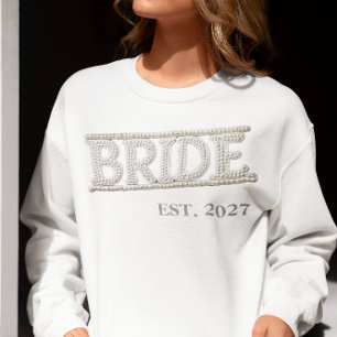Braut Faux Perlen bestickter Patch Sweatshirt