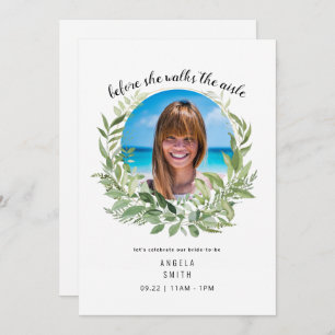 Braut Foto, bevor sie Brautparty II Invi läuft Einladung