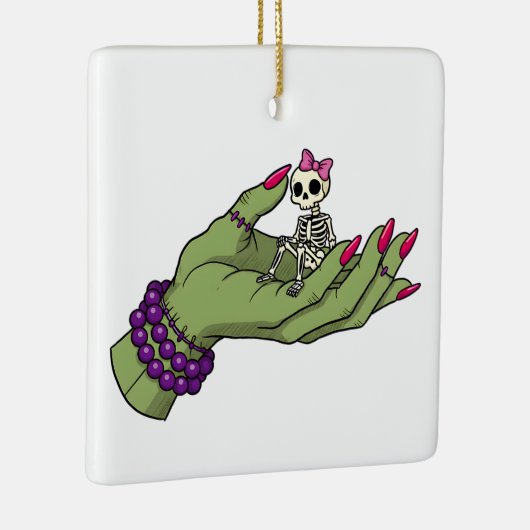 Braut Frankenstein Hand mit Skeleton Bow | Got Keramikornament (Rechts)