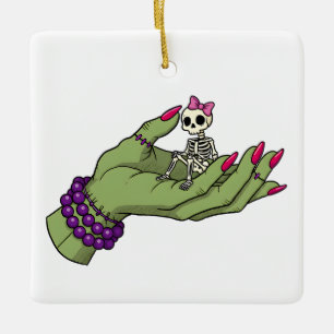 Braut Frankenstein Hand mit Skeleton Bow   Got Keramikornament