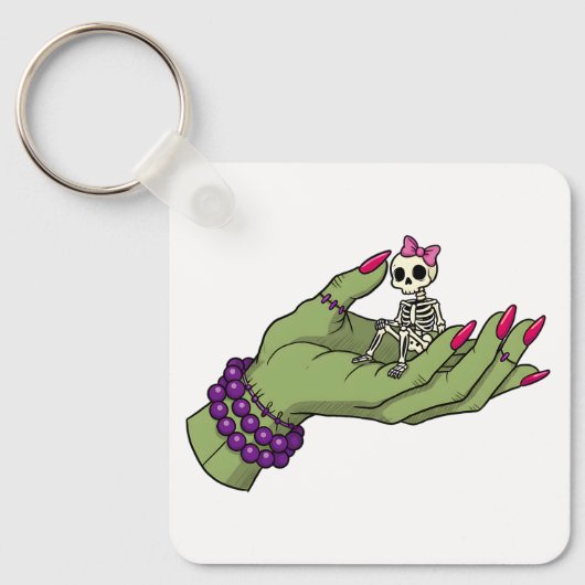 Braut Frankenstein Hand mit Skeleton Bow Schlüsselanhänger (Vorderseite)
