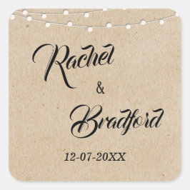 Braut für Hochzeitsaitenlicht Rustikale Feier Quadratischer Aufkleber