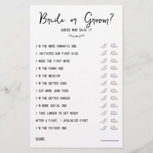 Braut für Hochzeitsschuh oder Groom Black & White (Vorderseite)