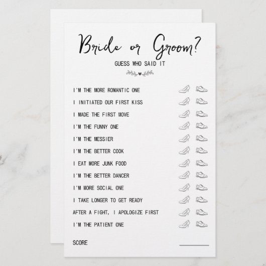 Braut für Hochzeitsschuh oder Groom Black & White (Vorne/Hinten)