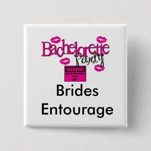 Braut-Gefolge-Quadrat-Knopf (WEISS) Button (Vorderseite)