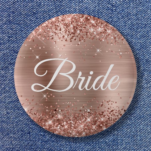 Braut Glänzende Roségoldfolie Button