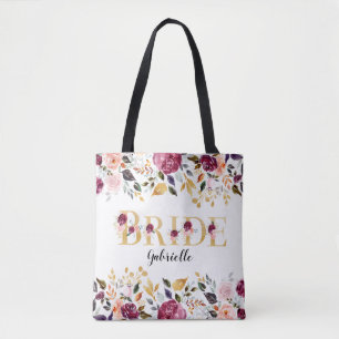 Braut Gold Burgunderrosa Florale Hochzeit Tasche