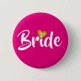 Braut Gold Datum Herz Personalisiert Button