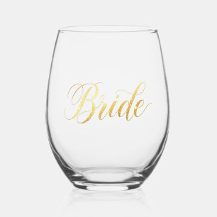 Braut Gold Glitter Hochzeit Weinglas Ohne Stiel